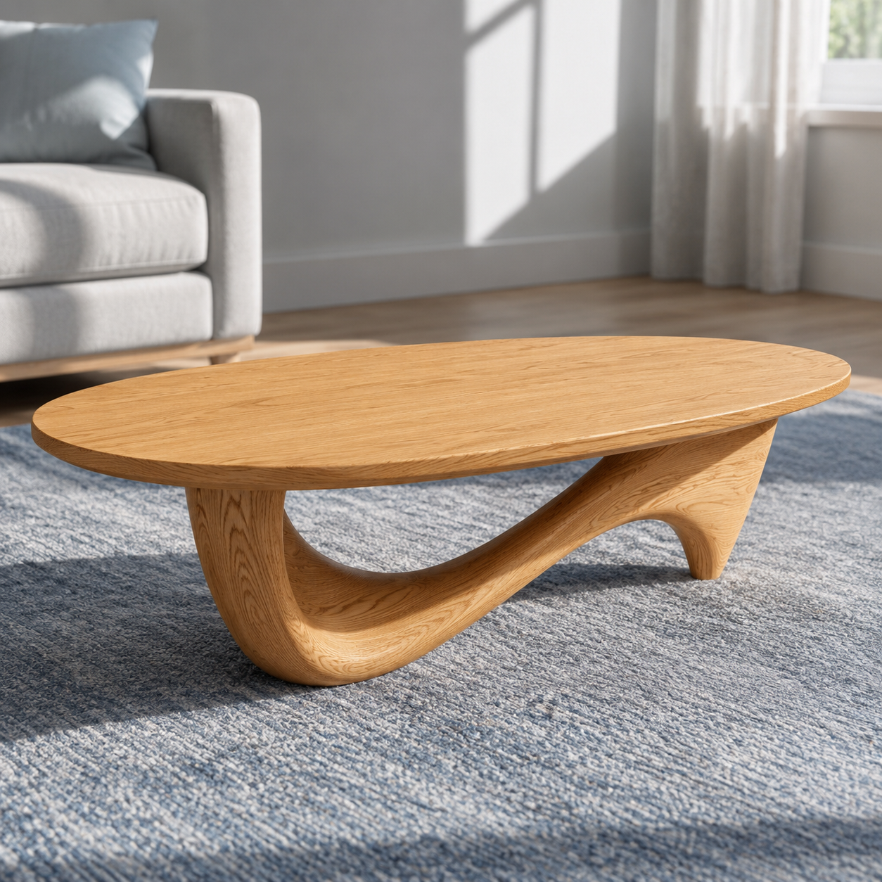 Lyra Ribbon Loop Solid Wood Coffee Table For Living Room