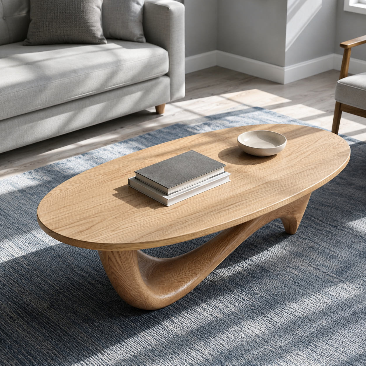Lyra Ribbon Loop Solid Wood Coffee Table For Living Room