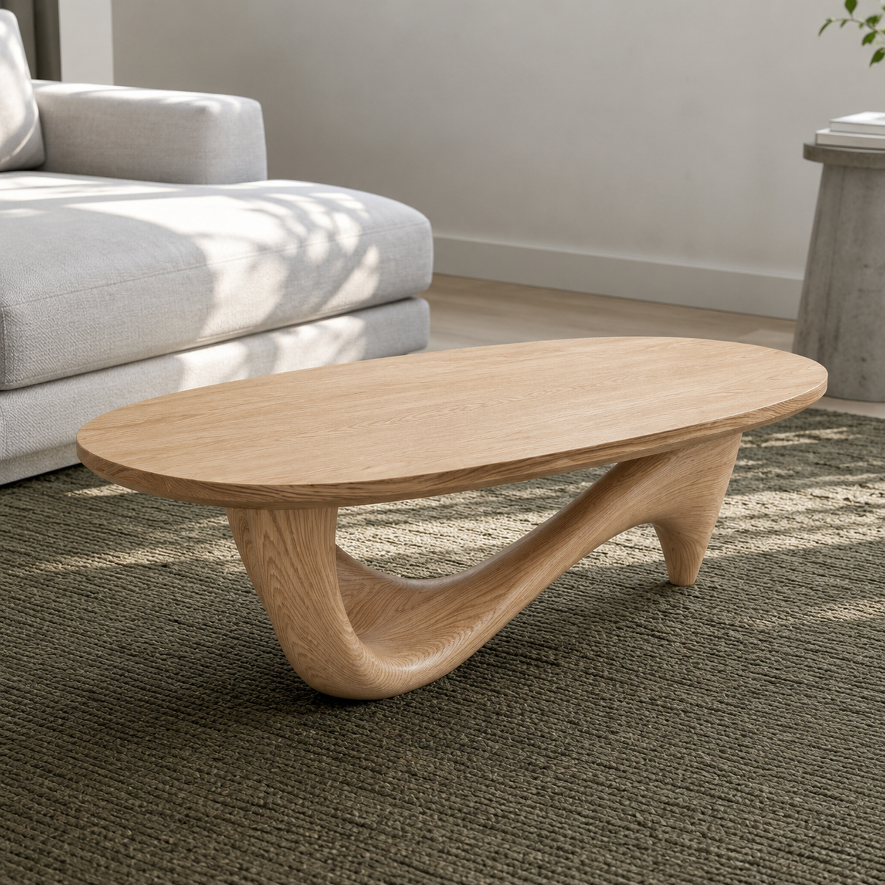 Lyra Ribbon Loop Solid Wood Coffee Table For Living Room