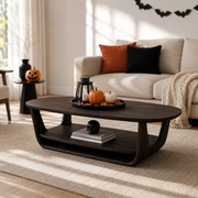 Organic Tiered Open Frame Solid Wood Coffee Table For Living Room