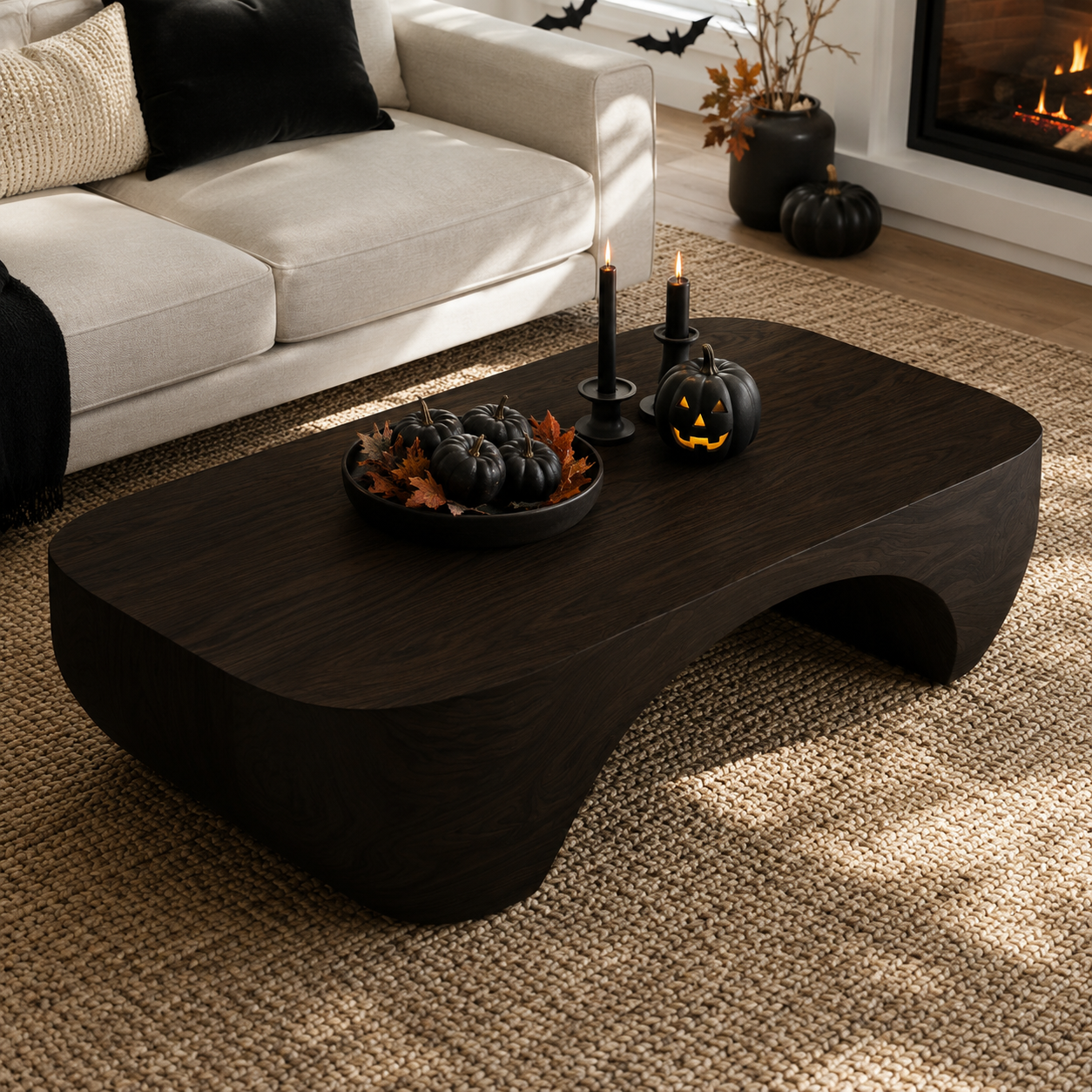 Solis Arched Bridge Solid Wood Coffee Table For Living Room