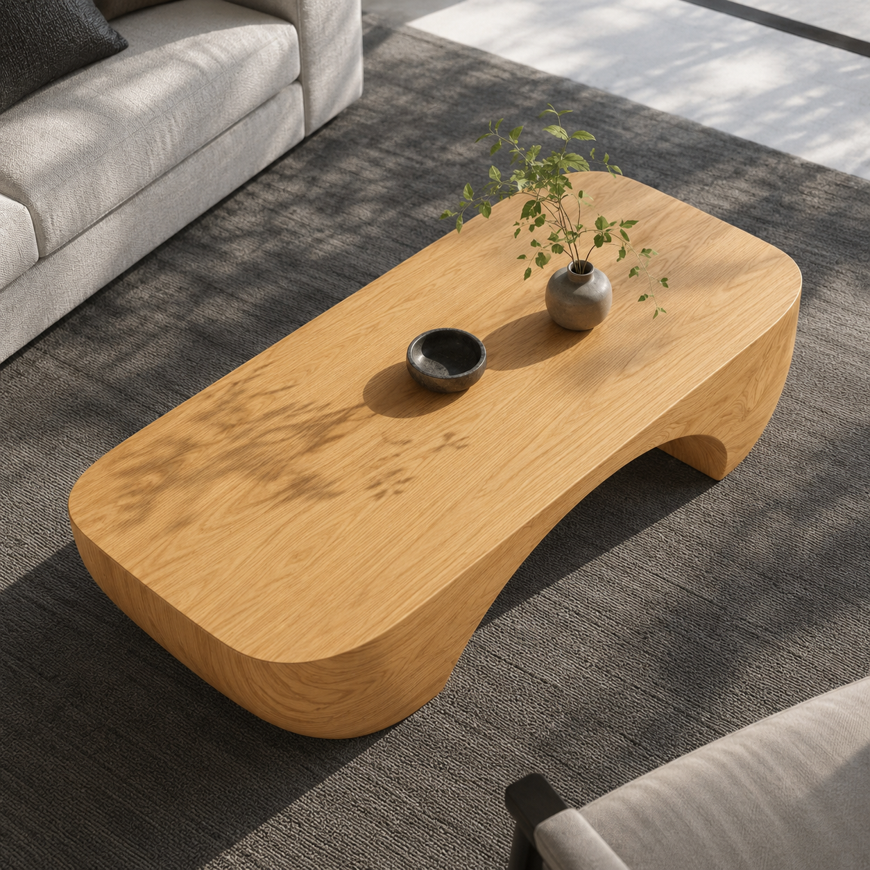 Solis Arched Bridge Solid Wood Coffee Table For Living Room