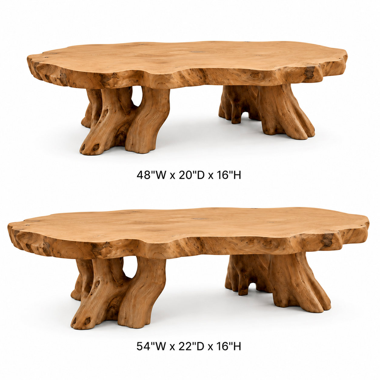 Elden Root Base Live Edge Solid Wood Coffee Table For Living Room