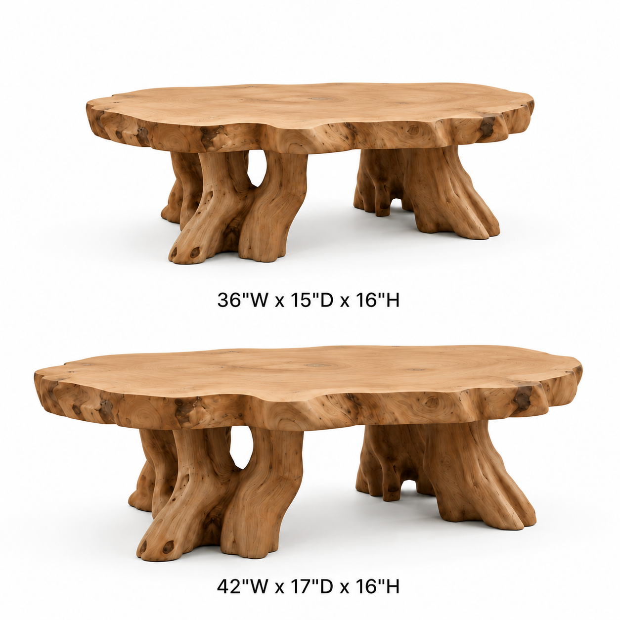 Elden Root Base Live Edge Solid Wood Coffee Table For Living Room