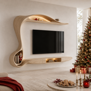 Lunaro Organic Curve Solid Wood TV Stand For Living Room