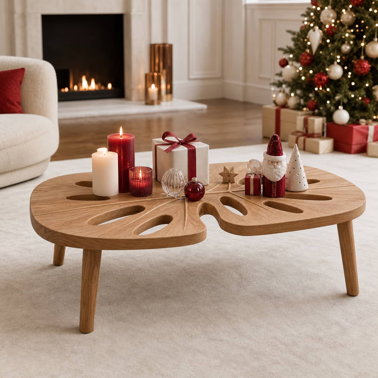 Axton Monstera Solid Wood Coffee Table For Living Room