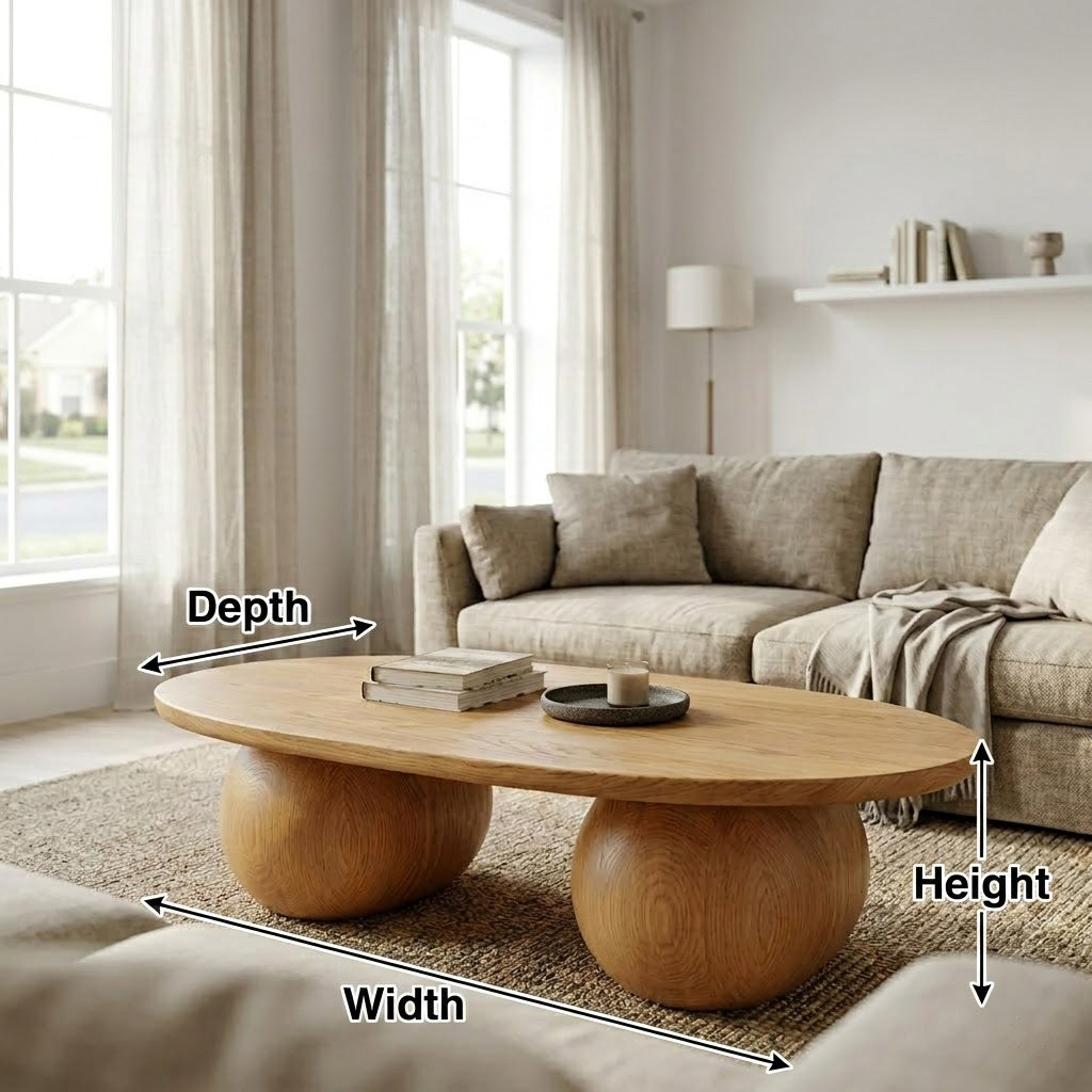 Bolla Twin Sphere Solid Wood Coffee Table For Living Room