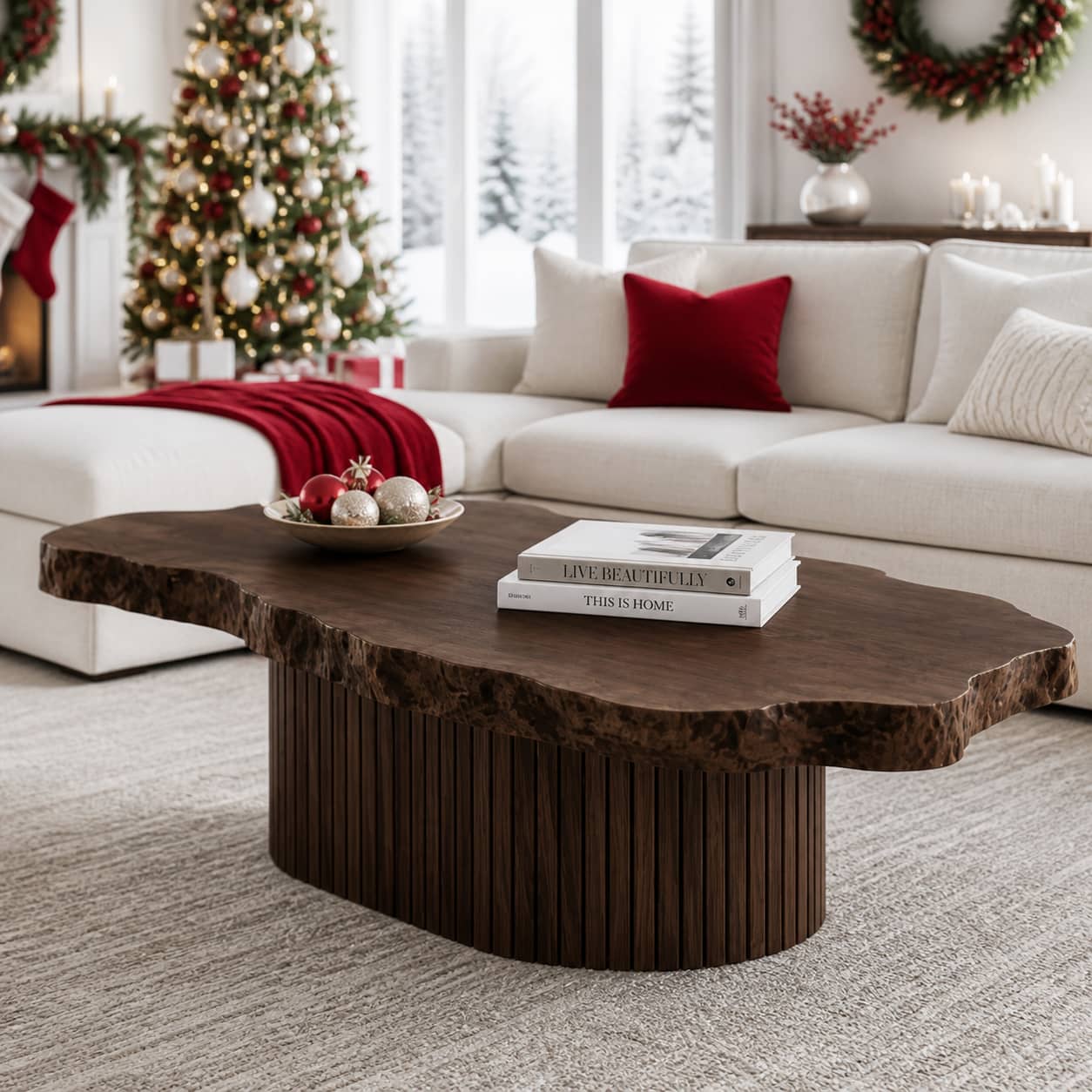 Bramen Column Solid Wood Coffee Table For Living Room