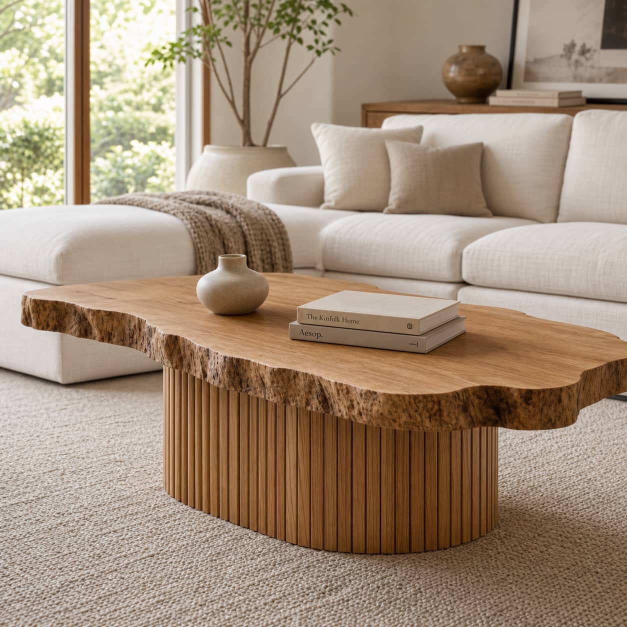 Bramen Column Solid Wood Coffee Table For Living Room