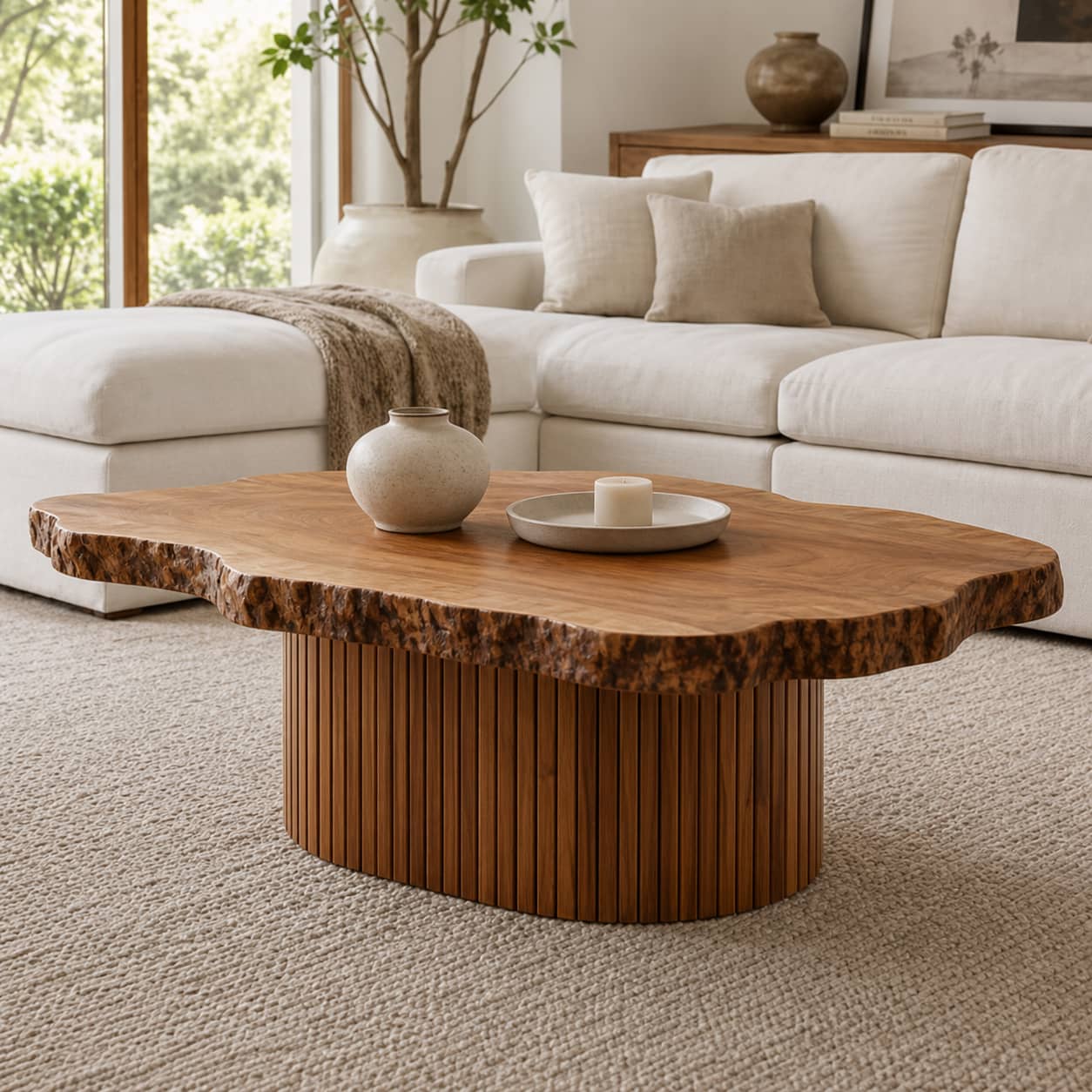 Bramen Column Solid Wood Coffee Table For Living Room