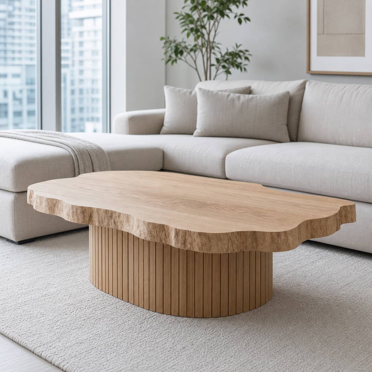 Bramen Column Solid Wood Coffee Table For Living Room