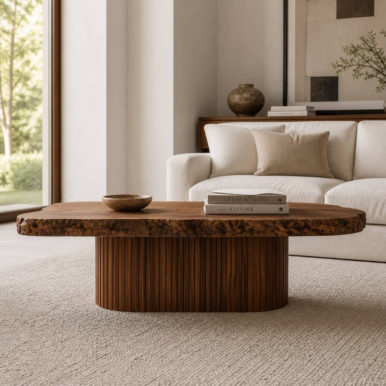 Bramen Column Solid Wood Coffee Table For Living Room
