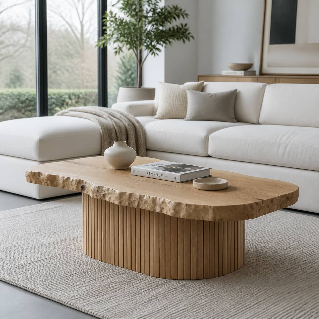 Bramen Column Solid Wood Coffee Table For Living Room