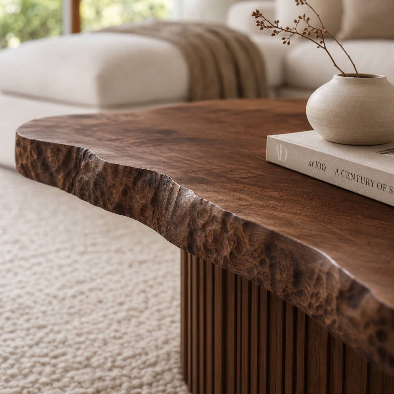 Bramen Column Solid Wood Coffee Table For Living Room