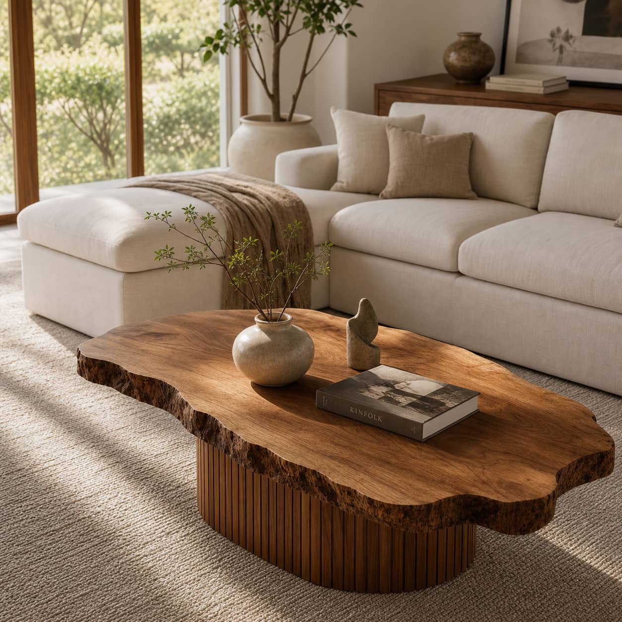 Bramen Column Solid Wood Coffee Table For Living Room