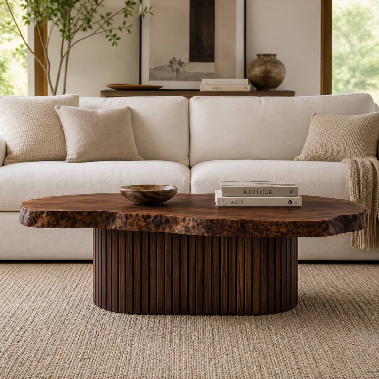 Bramen Column Solid Wood Coffee Table For Living Room