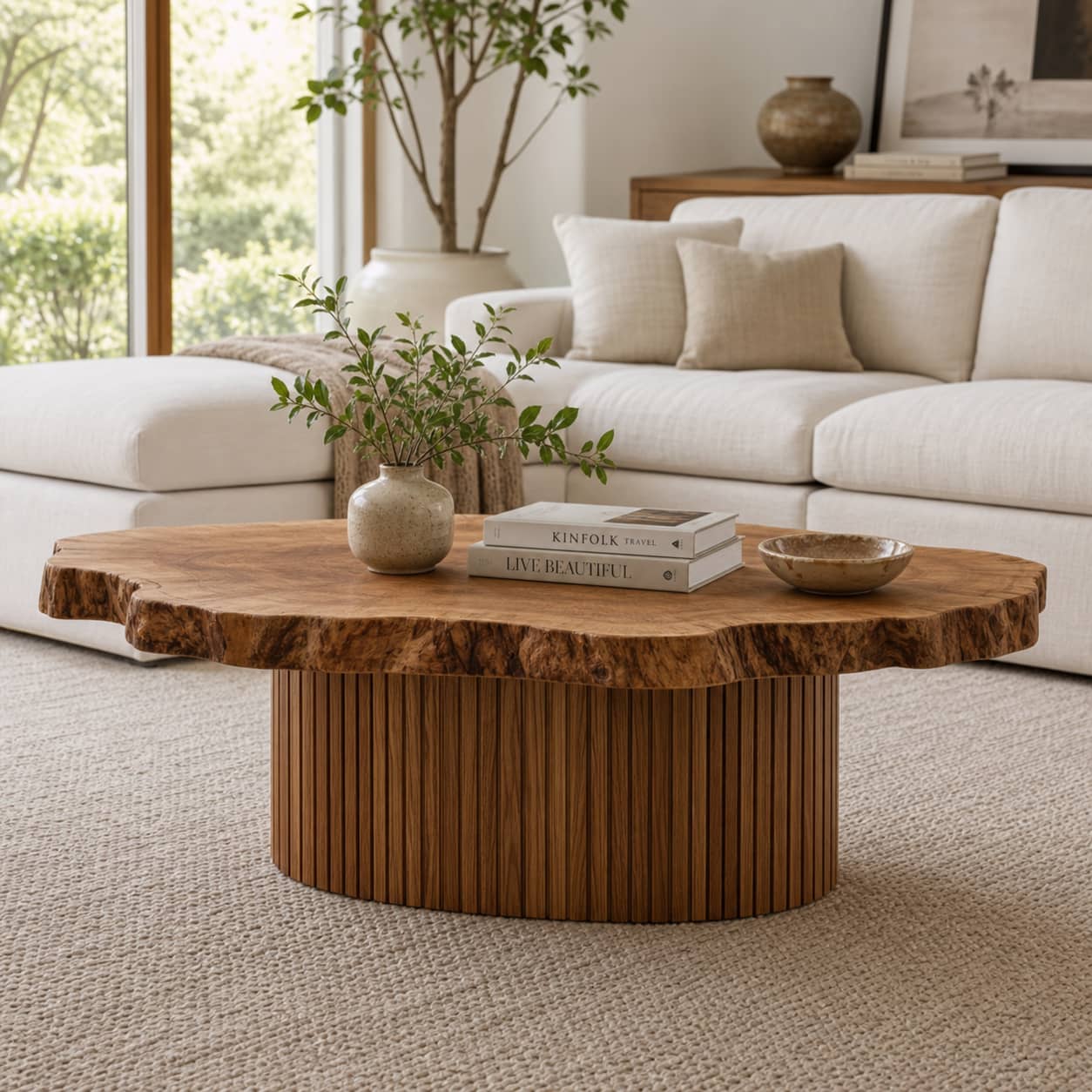 Bramen Column Solid Wood Coffee Table For Living Room