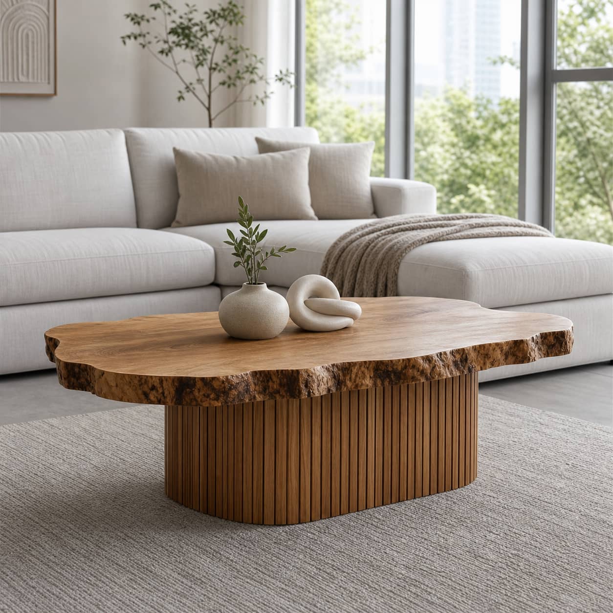 Bramen Column Solid Wood Coffee Table For Living Room