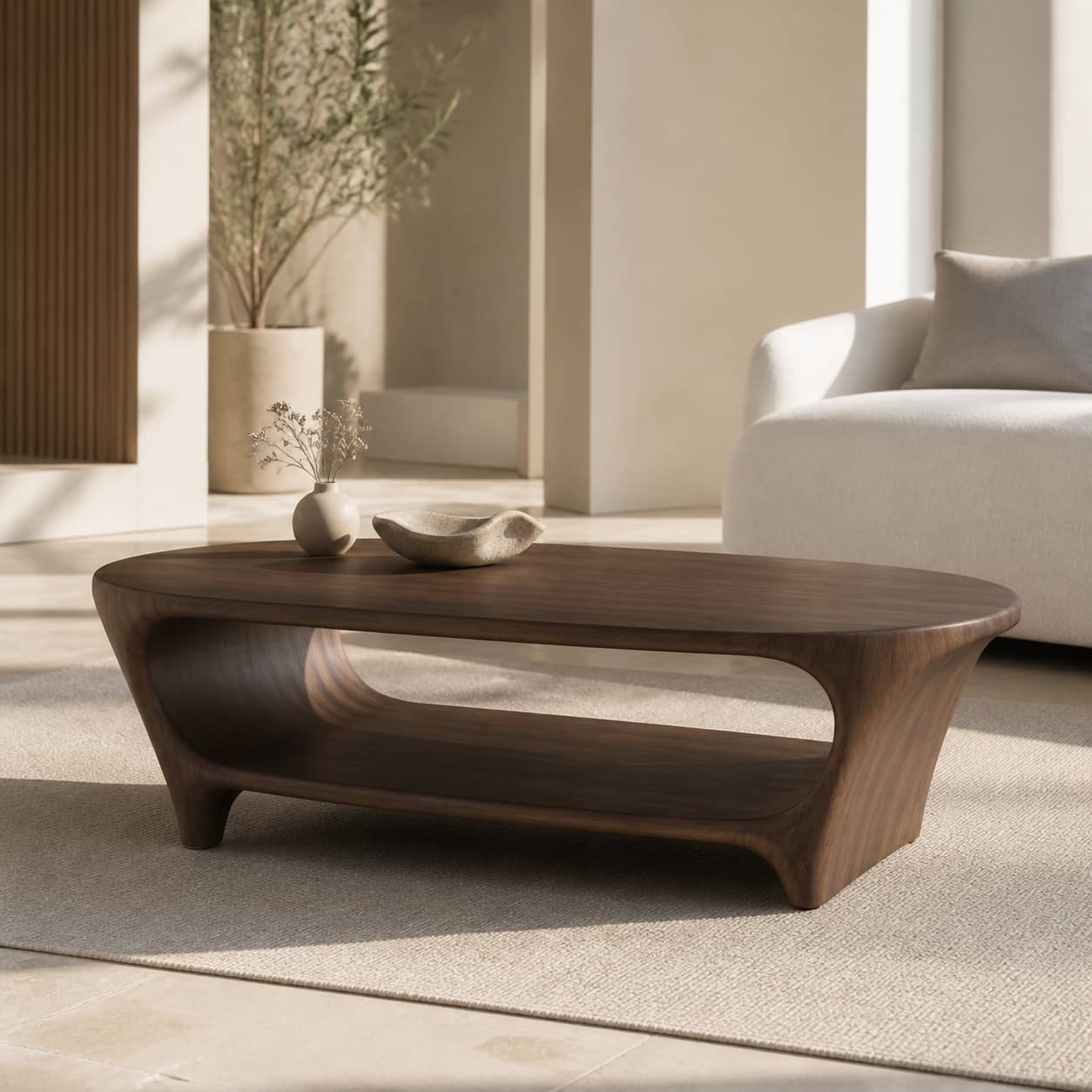 Bramen Pass-Through Solid Wood Coffee Table For Living Room