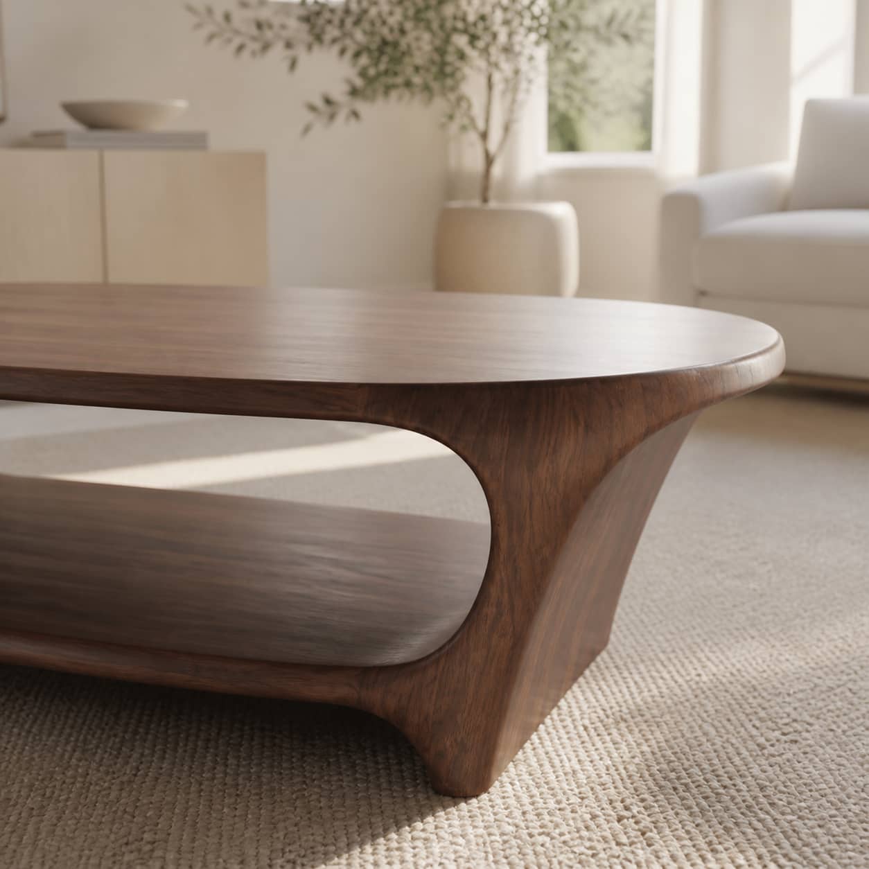 Bramen Pass-Through Solid Wood Coffee Table For Living Room