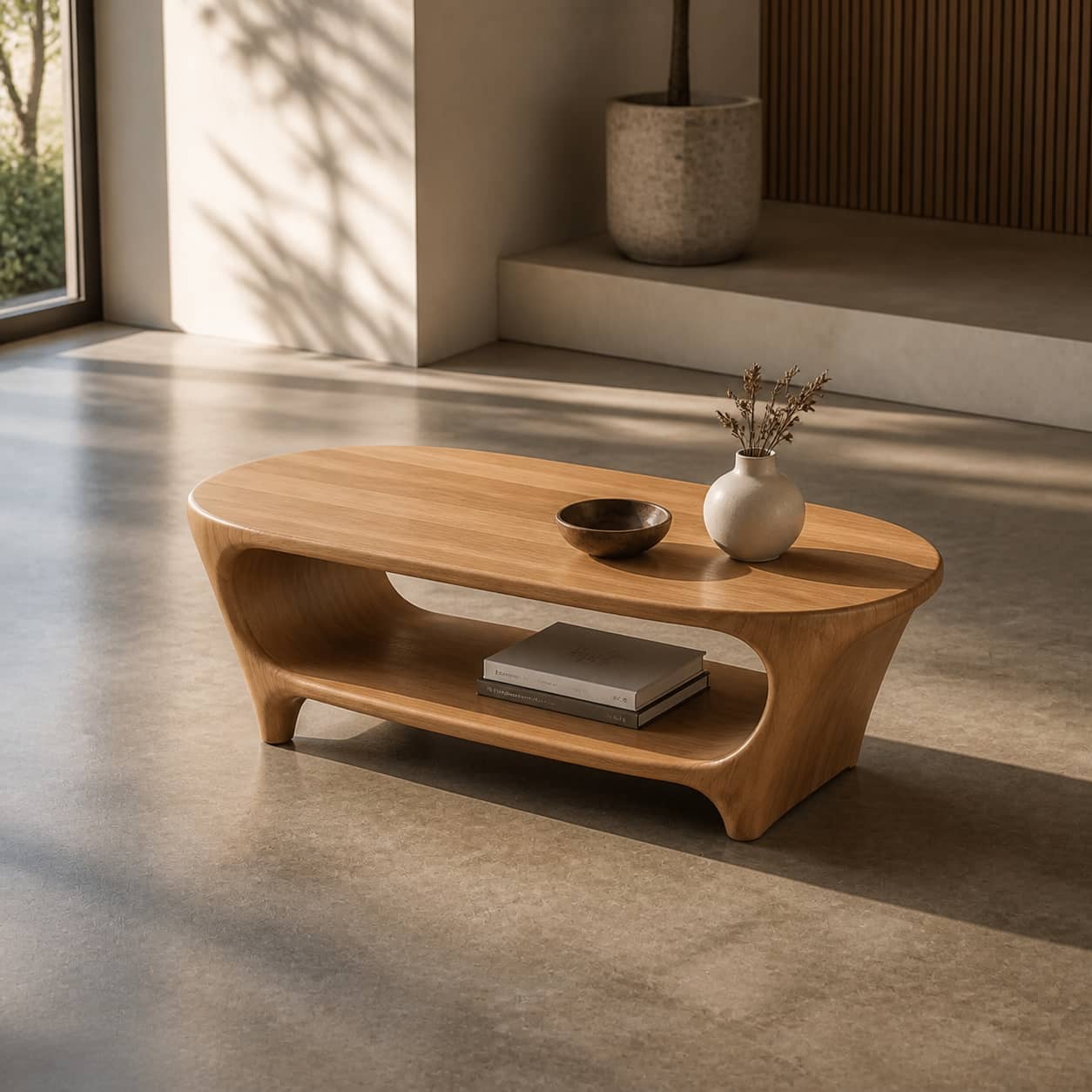 Bramen Pass-Through Solid Wood Coffee Table For Living Room