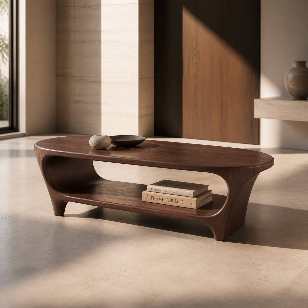 Bramen Pass-Through Solid Wood Coffee Table For Living Room