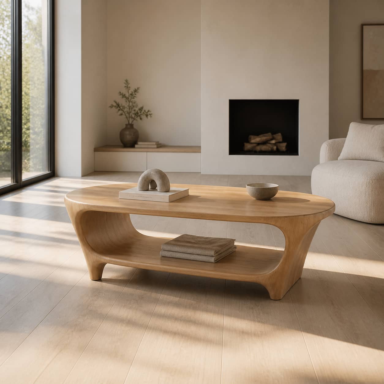 Bramen Pass-Through Solid Wood Coffee Table For Living Room