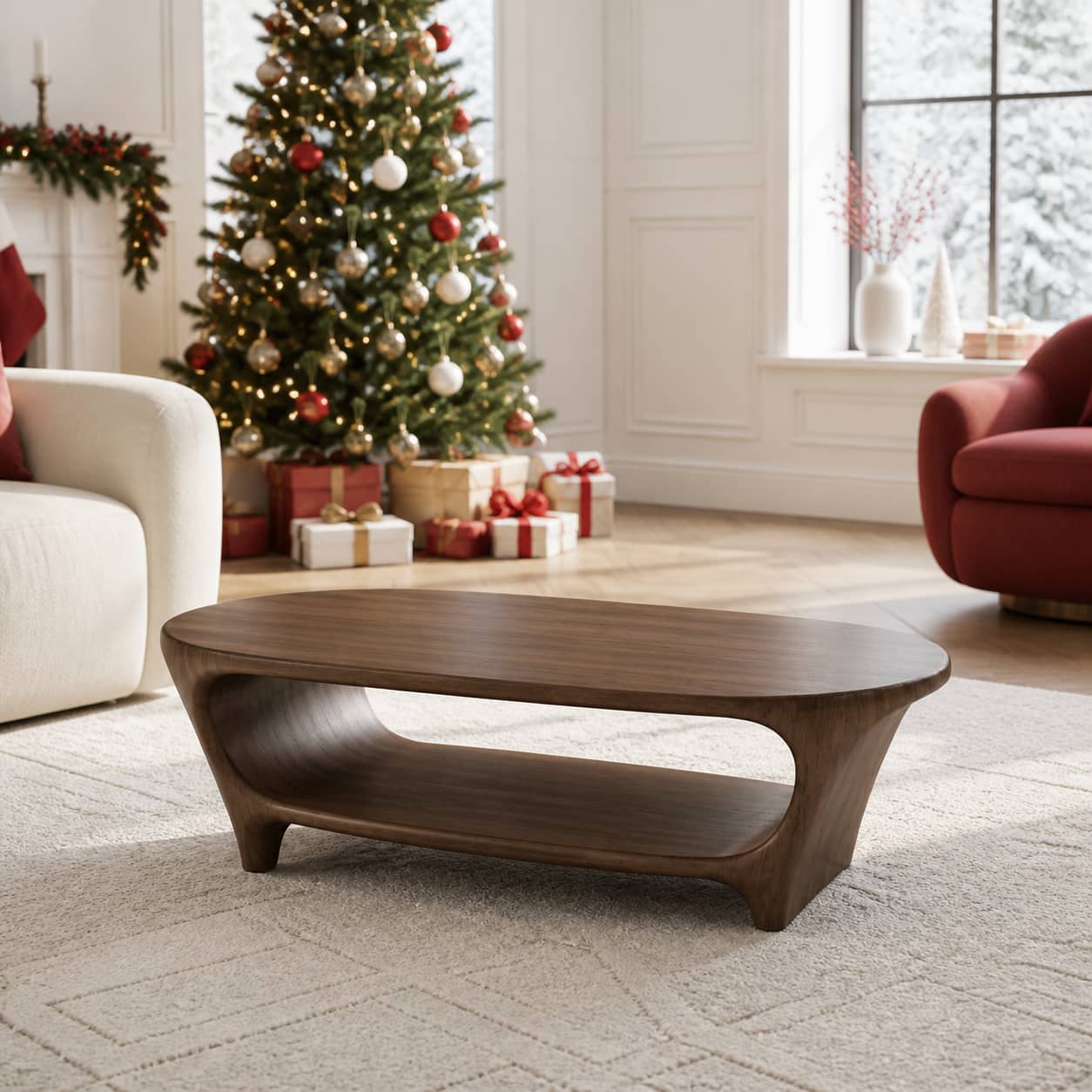 Bramen Pass-Through Solid Wood Coffee Table For Living Room