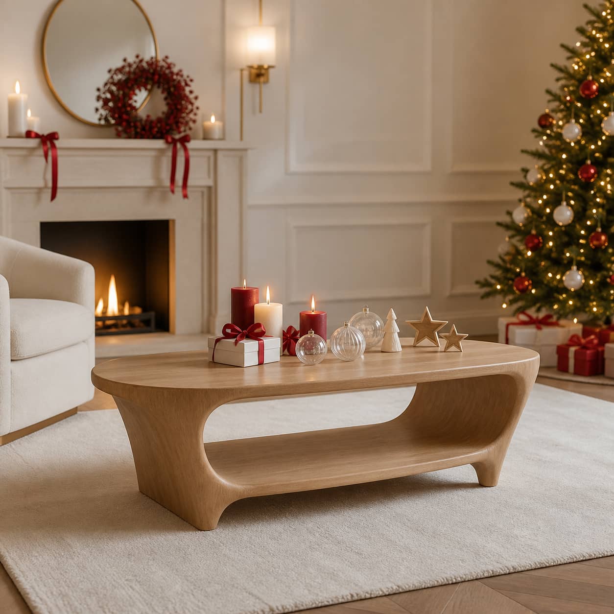 Bramen Pass-Through Solid Wood Coffee Table For Living Room