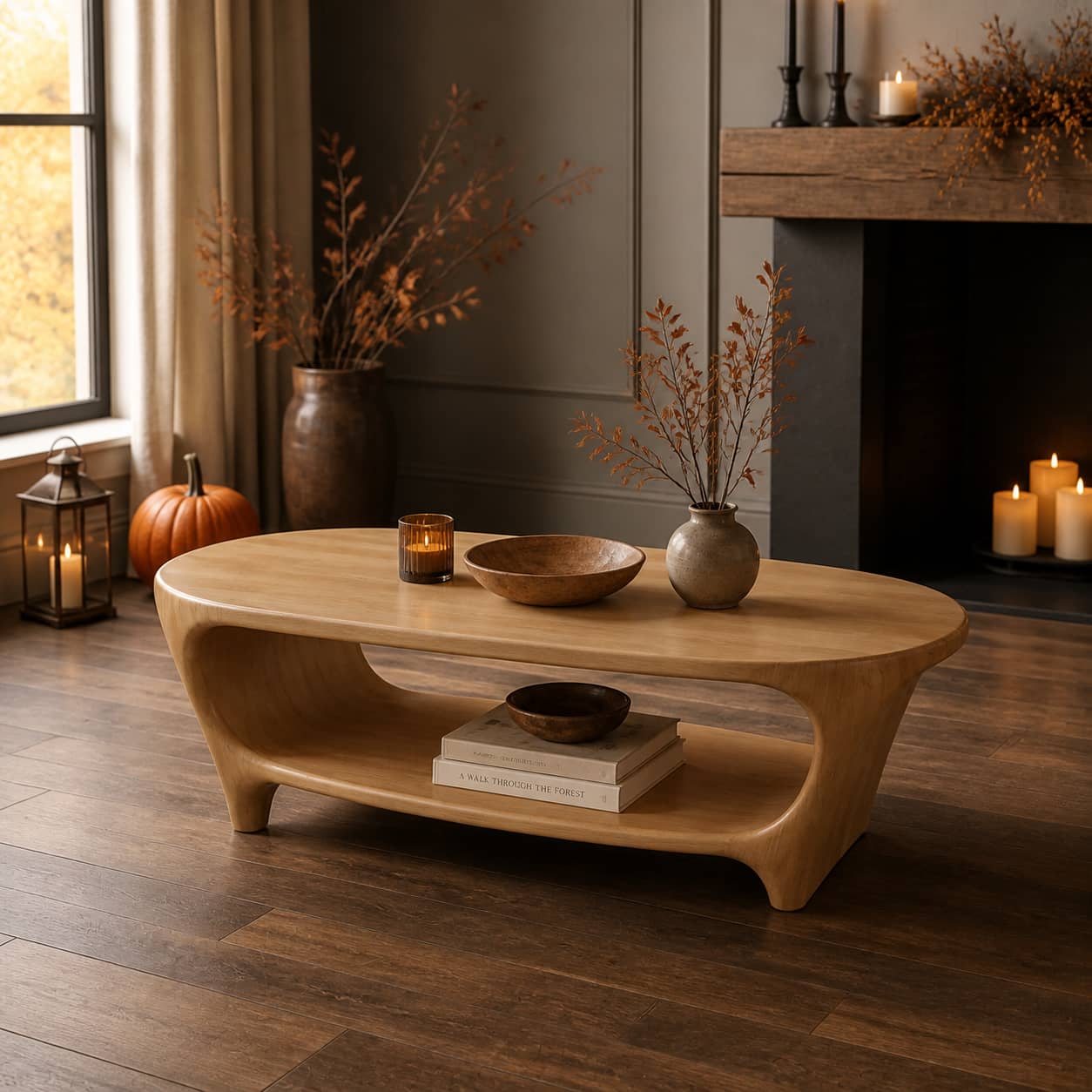 Bramen Pass-Through Solid Wood Coffee Table For Living Room