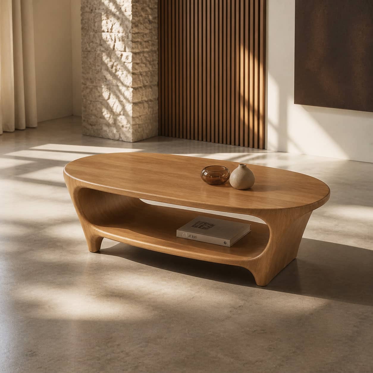 Bramen Pass-Through Solid Wood Coffee Table For Living Room