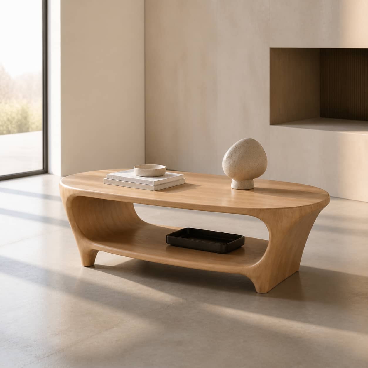Bramen Pass-Through Solid Wood Coffee Table For Living Room
