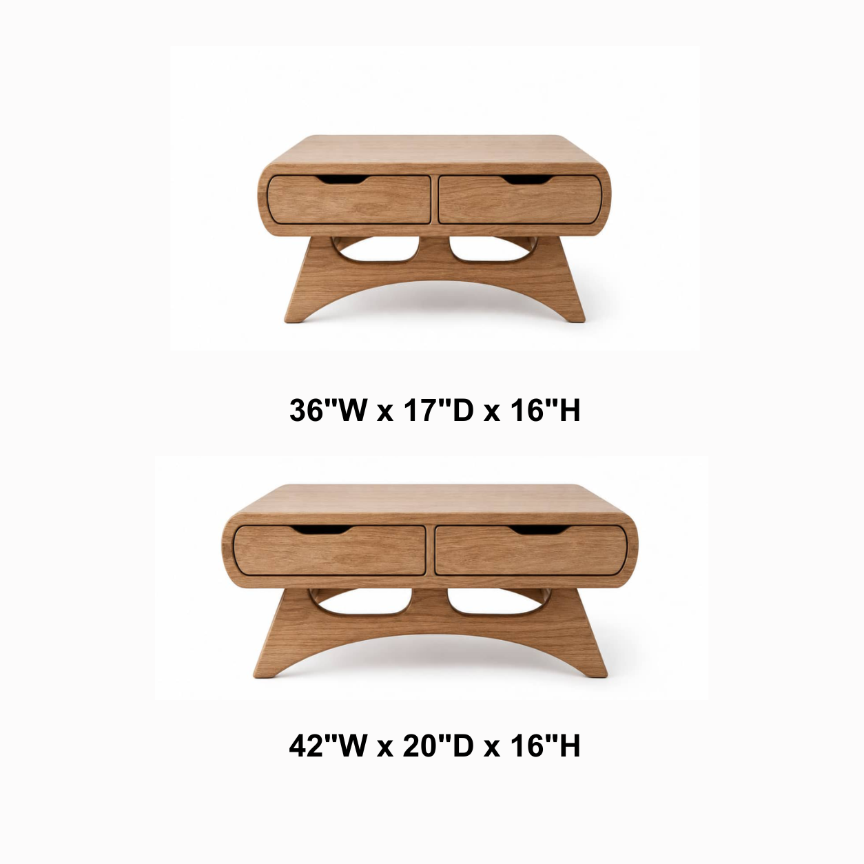 Caius Double-Drawer Solid Wood Coffee Table For Living Room