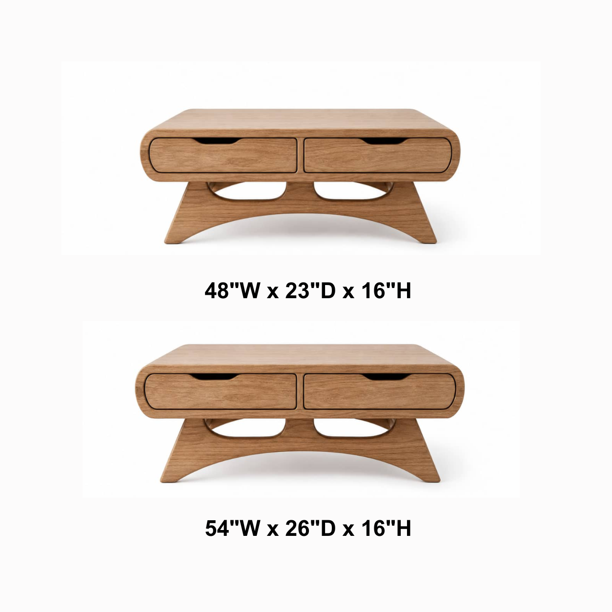 Caius Double-Drawer Solid Wood Coffee Table For Living Room