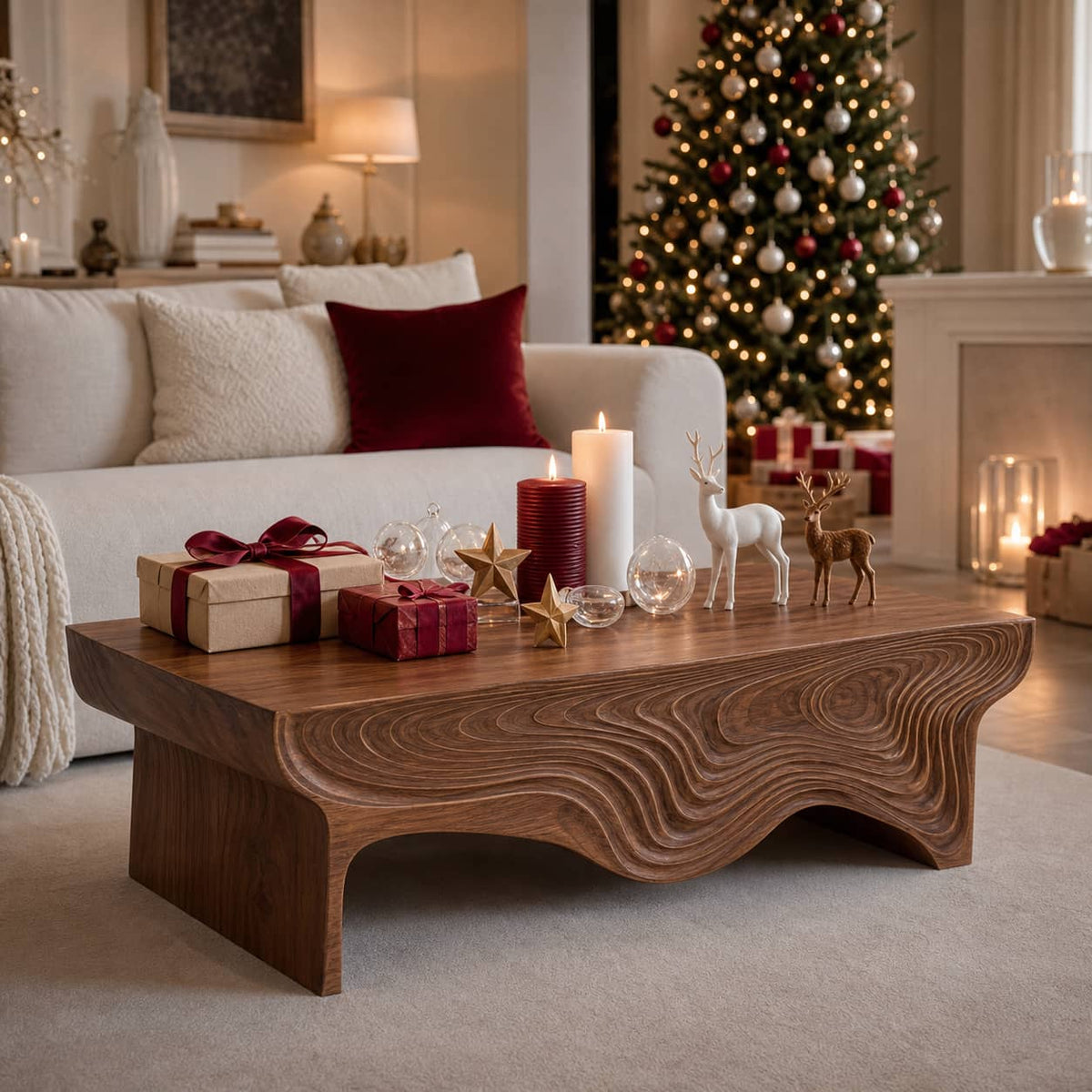 Calder Layered Solid Wood Coffee Table For Living Room