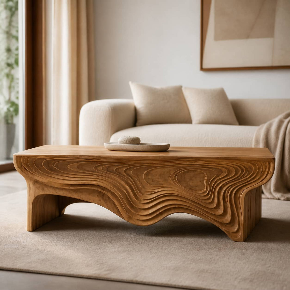 Calder Layered Solid Wood Coffee Table For Living Room