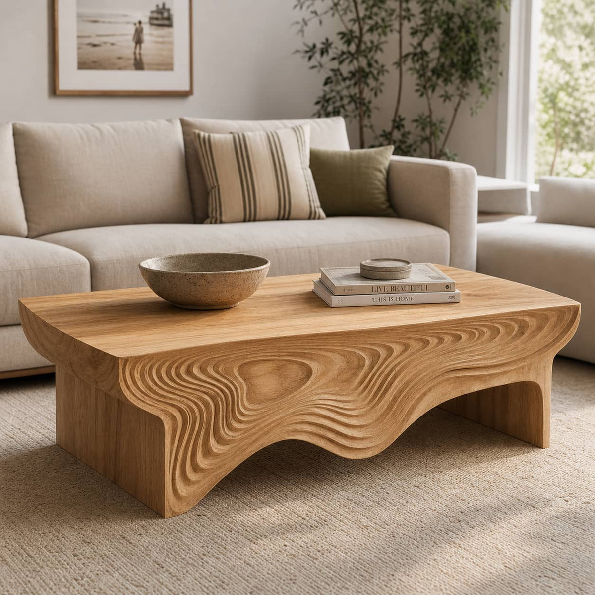 Calder Layered Solid Wood Coffee Table For Living Room