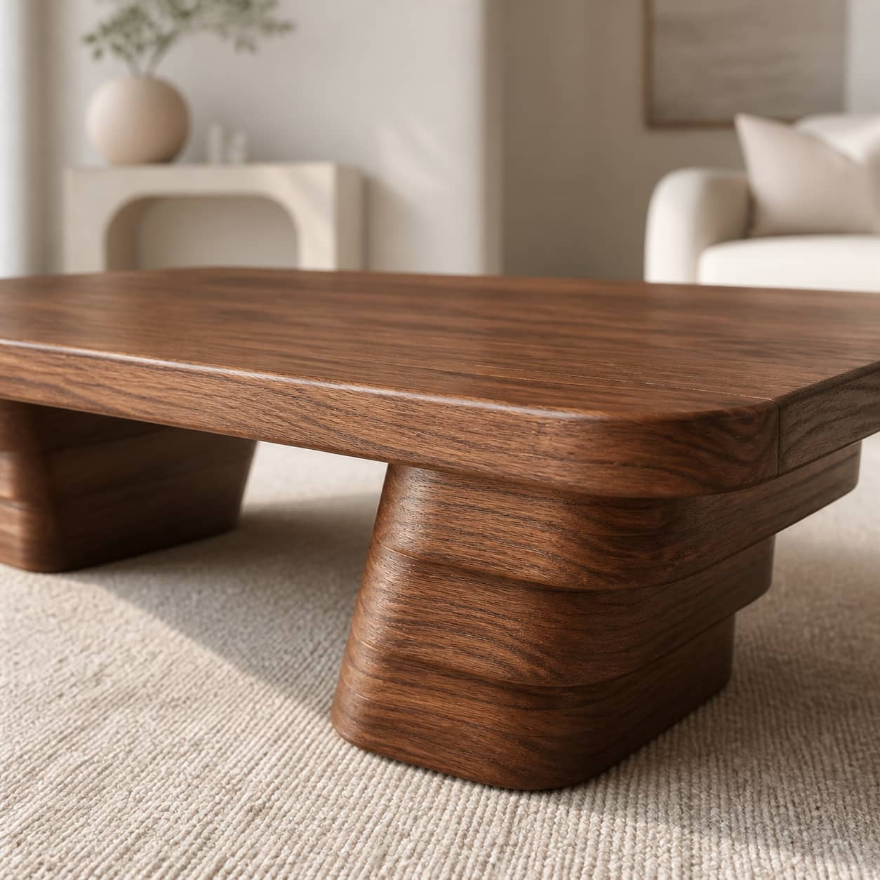 Calder Ziggurat Solid Wood Coffee Table For Living Room