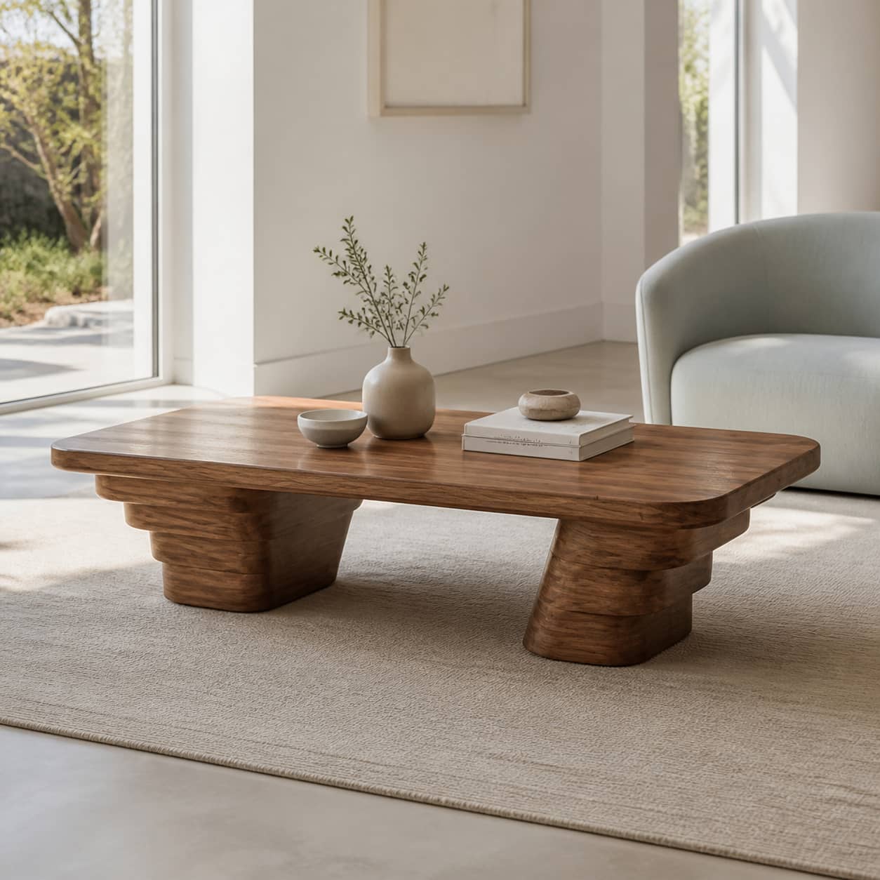 Calder Ziggurat Solid Wood Coffee Table For Living Room