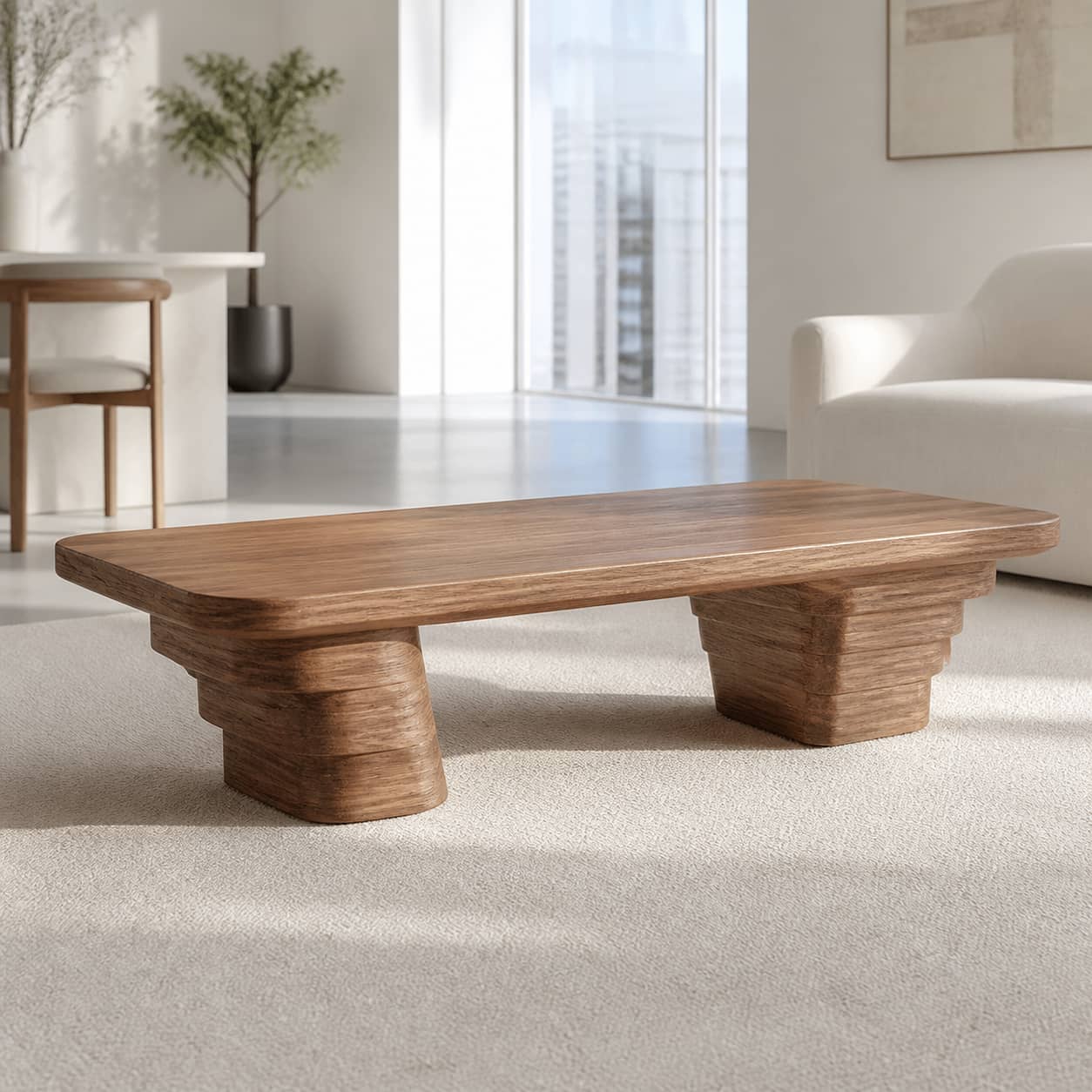 Calder Ziggurat Solid Wood Coffee Table For Living Room