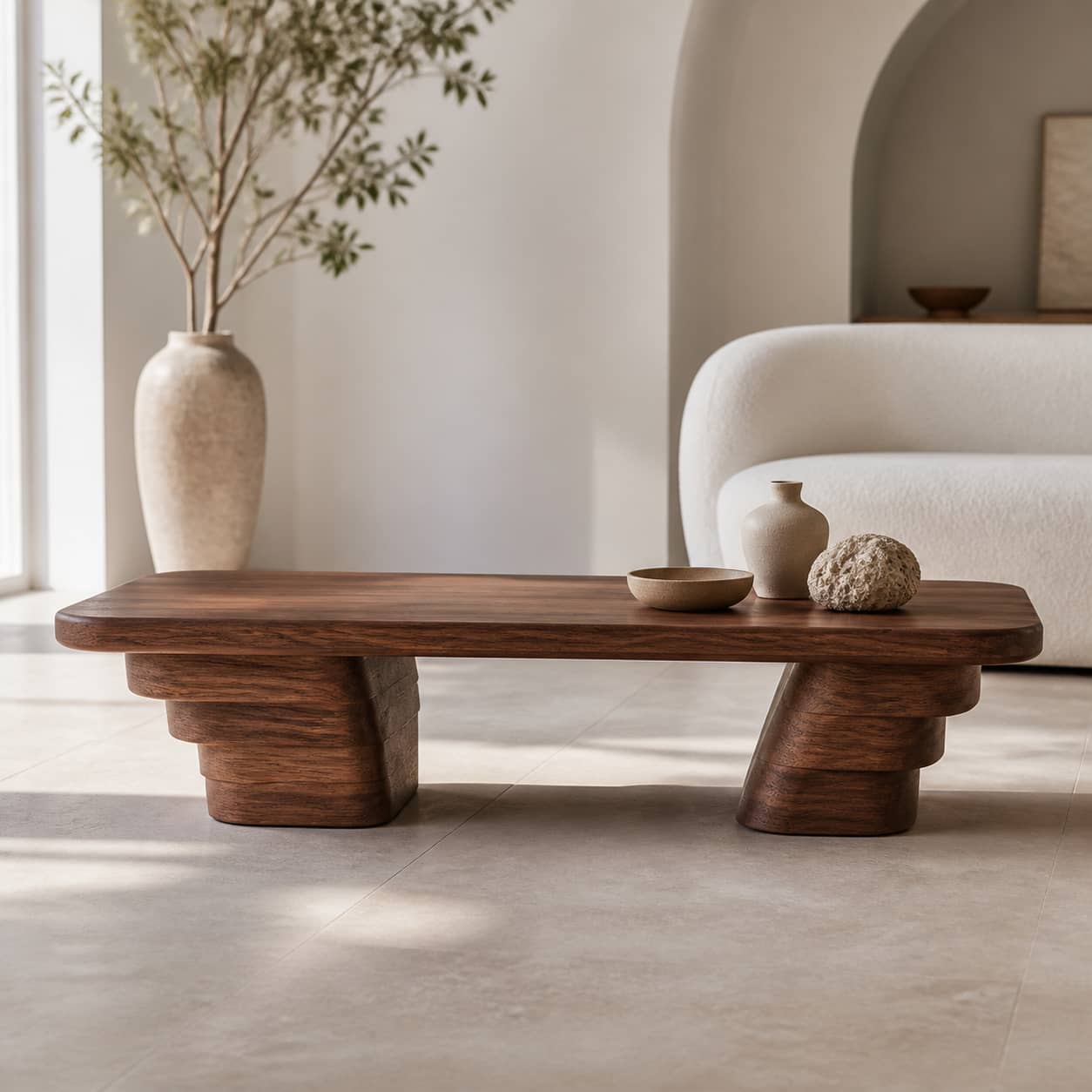 Calder Ziggurat Solid Wood Coffee Table For Living Room