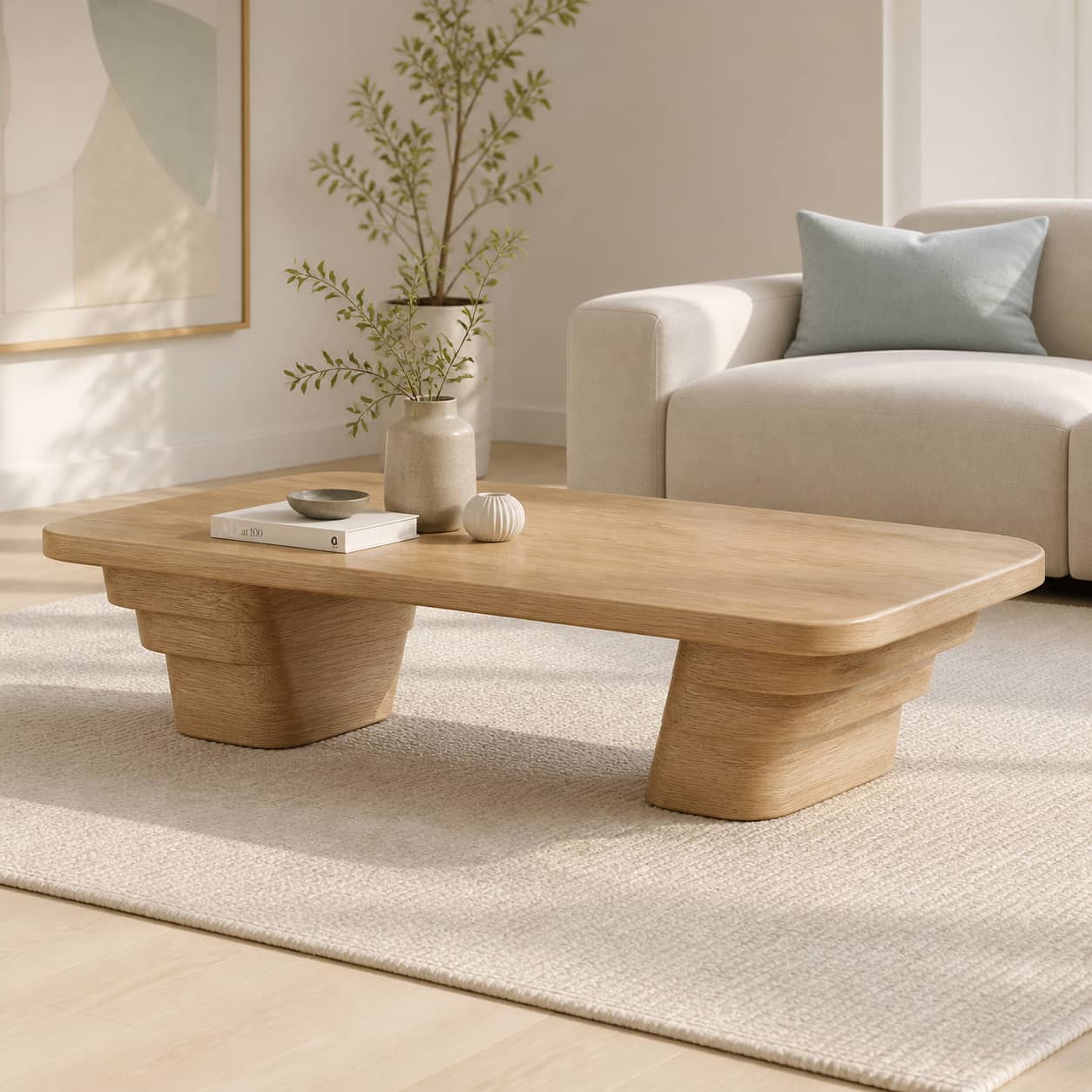 Calder Ziggurat Solid Wood Coffee Table For Living Room