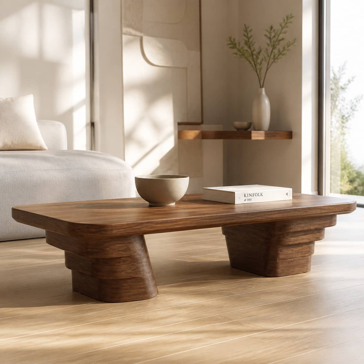 Calder Ziggurat Solid Wood Coffee Table For Living Room