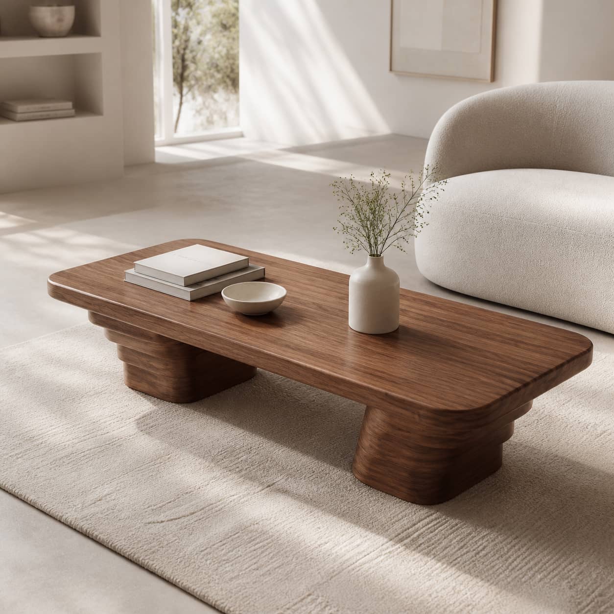 Calder Ziggurat Solid Wood Coffee Table For Living Room