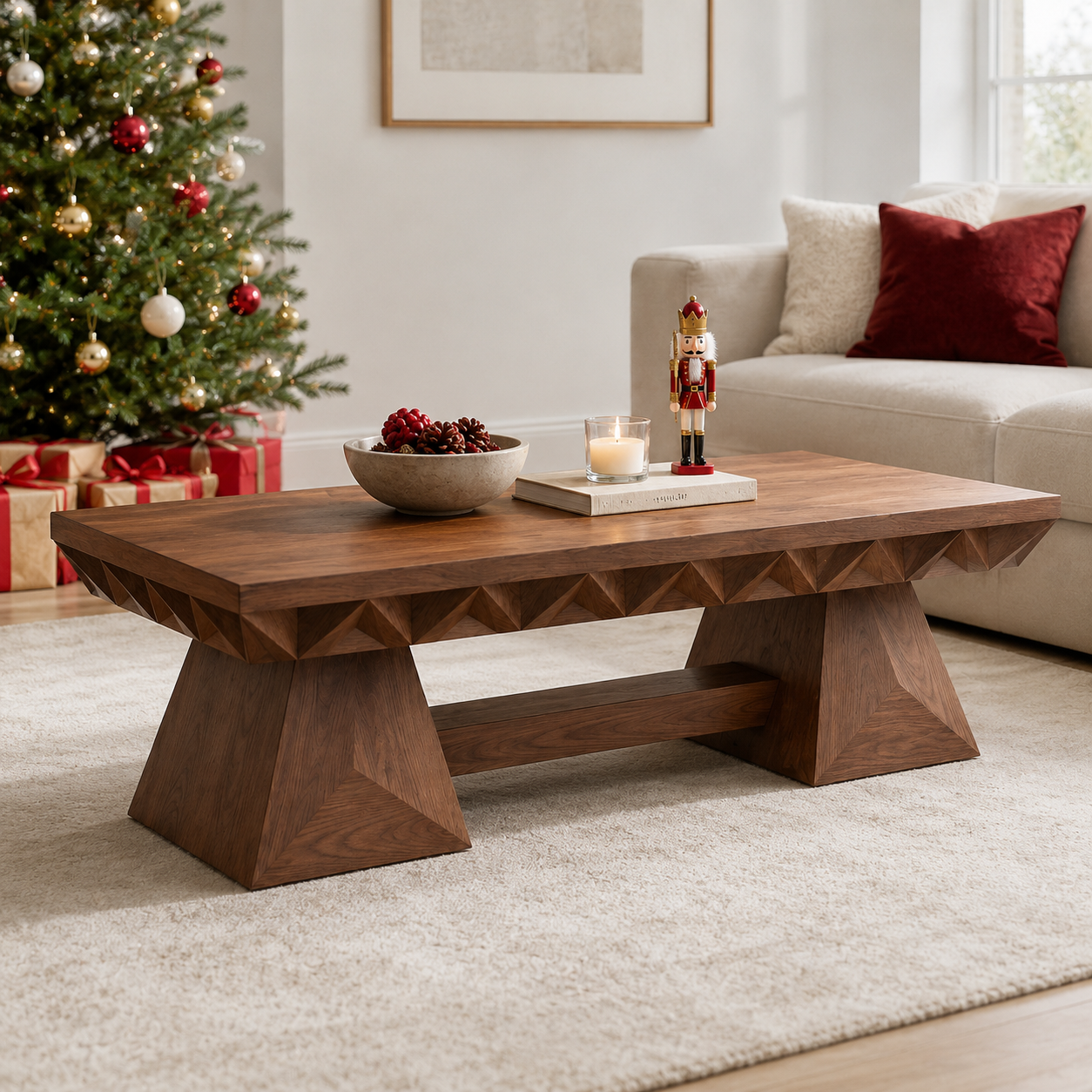 Resina Live Edge Solid Wood Coffee Table With Resin For Living Room