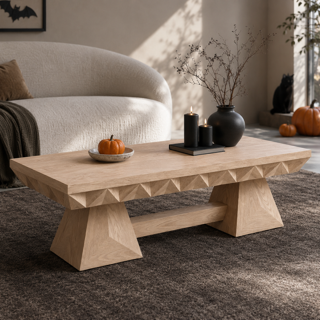 Resina Live Edge Solid Wood Coffee Table With Resin For Living Room