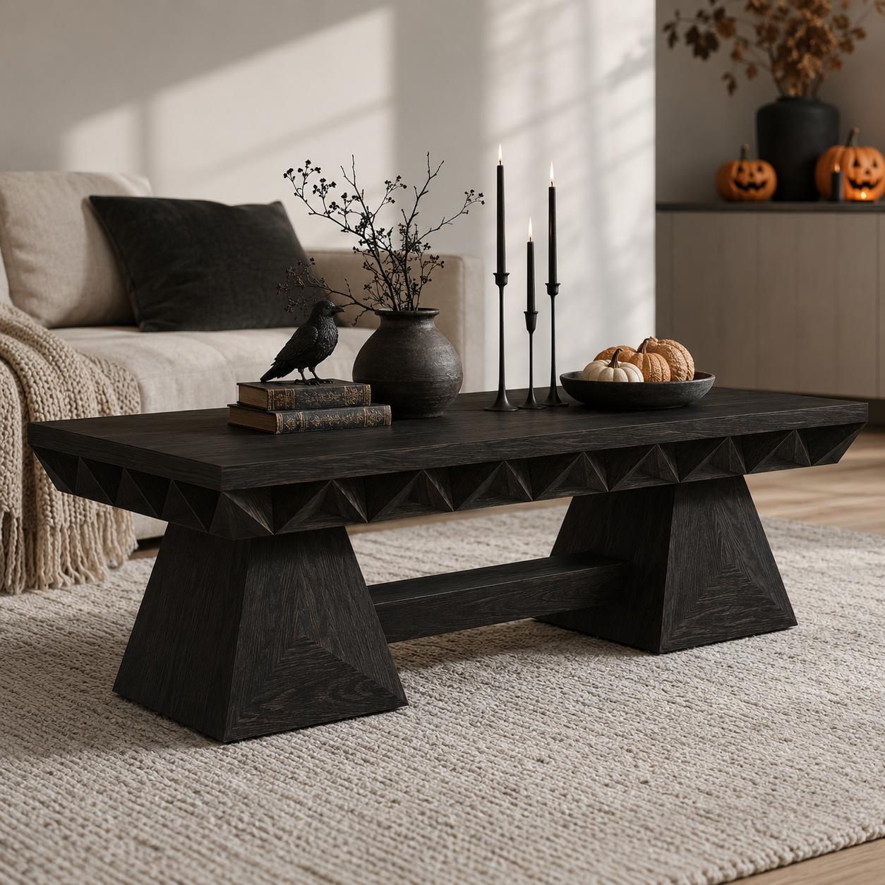 Resina Live Edge Solid Wood Coffee Table With Resin For Living Room