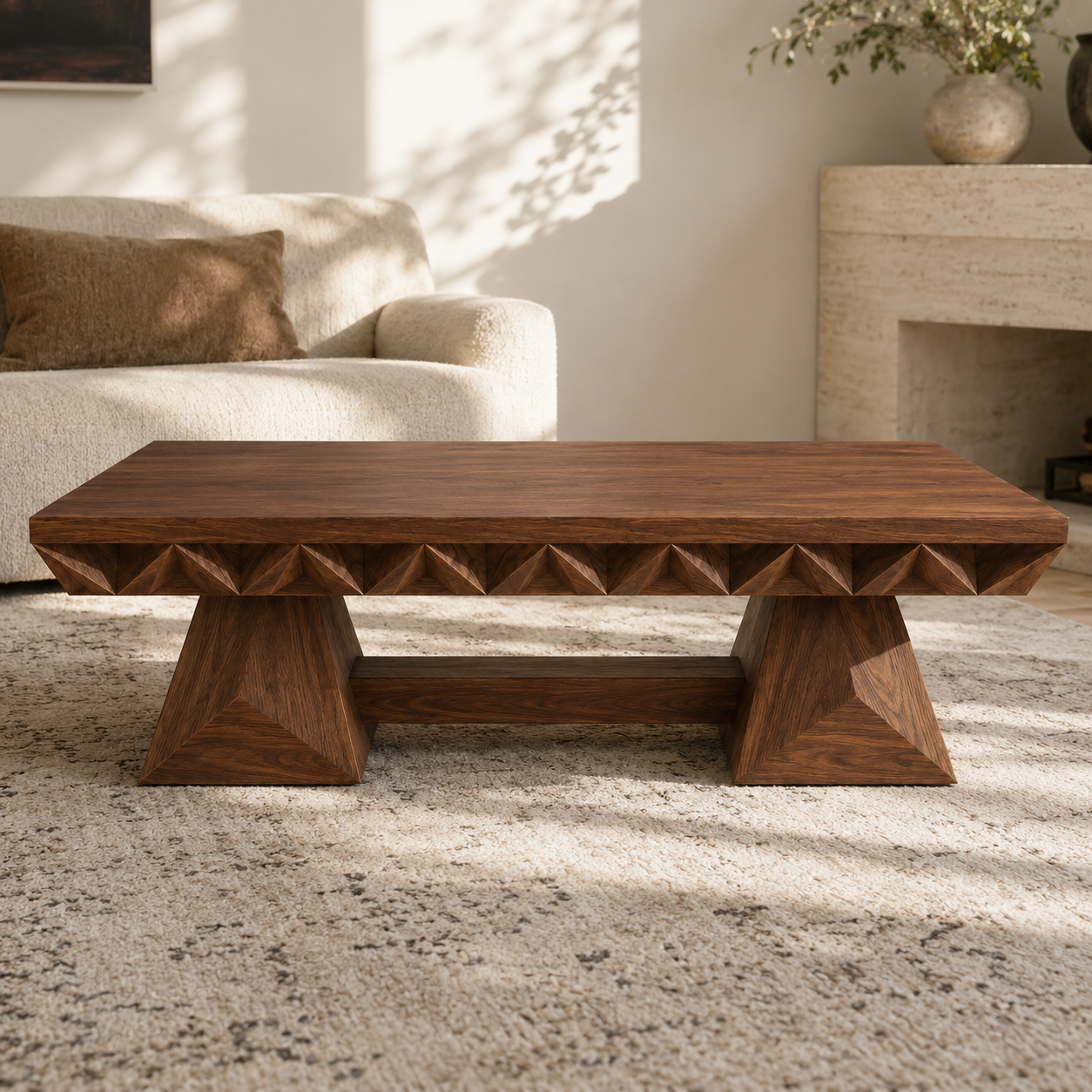 Resina Live Edge Solid Wood Coffee Table With Resin For Living Room