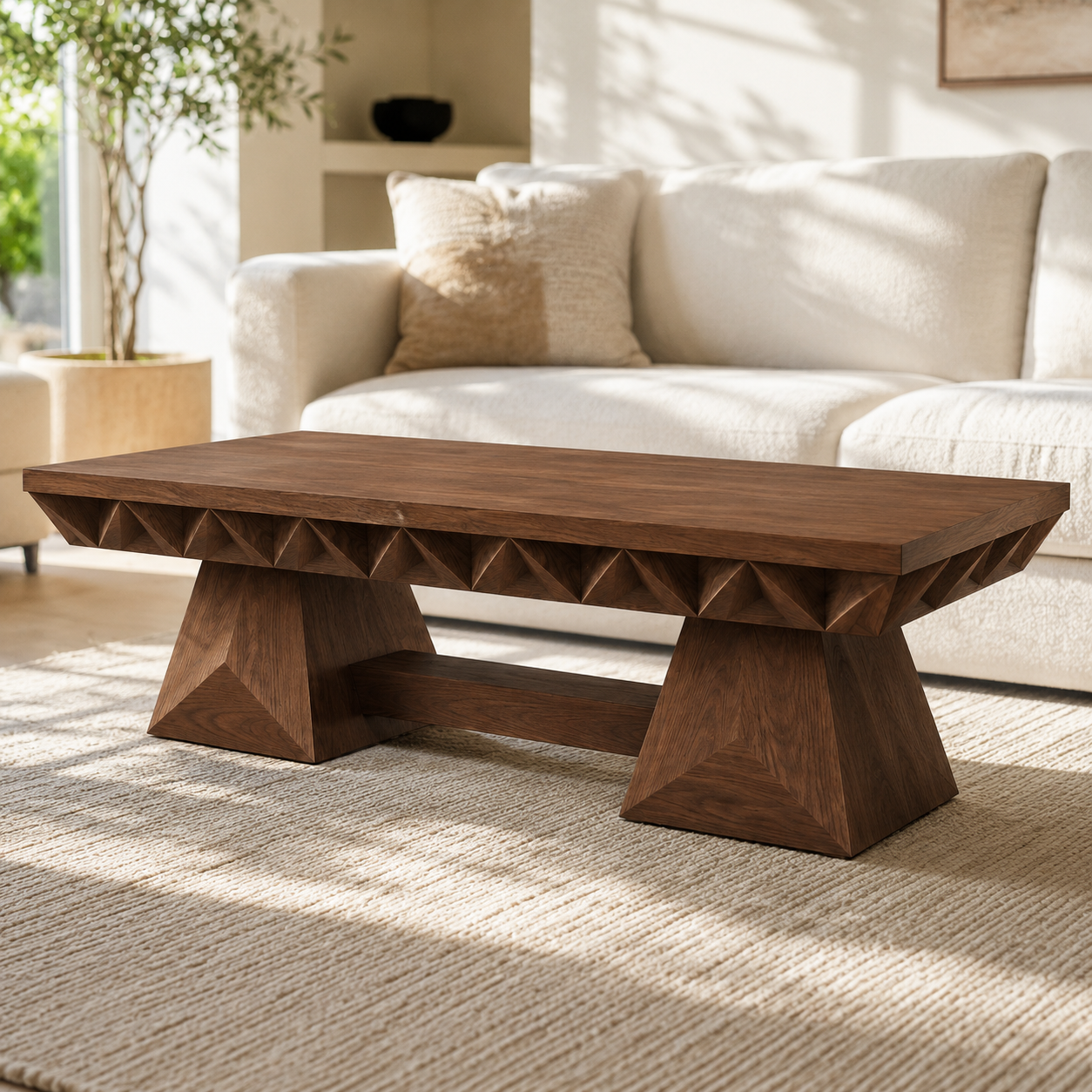 Resina Live Edge Solid Wood Coffee Table With Resin For Living Room