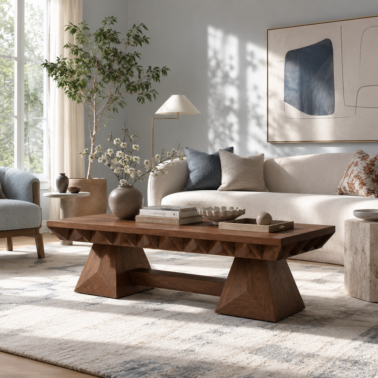Resina Live Edge Solid Wood Coffee Table With Resin For Living Room